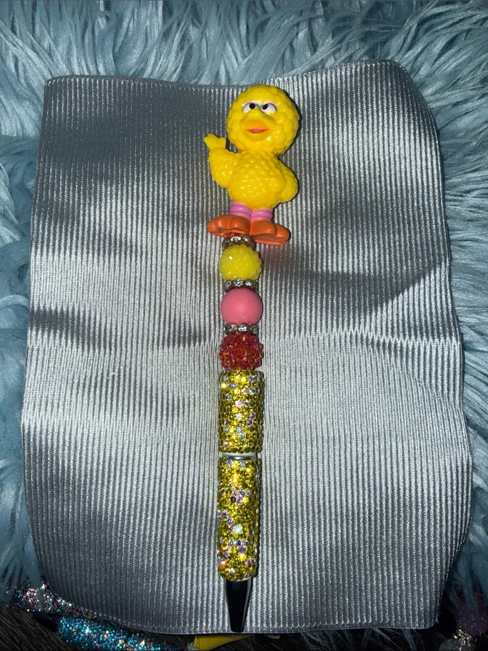 Yellow Big Bird Beaded Decorative Pen - Cute Yellow Character Accent